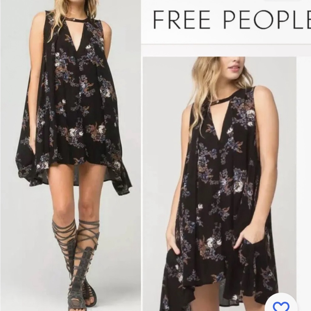 Free People S Tree Swing Tank Top Tunic Dress Sleeveless Keyhole Raven Black. - Picture 15 of 15